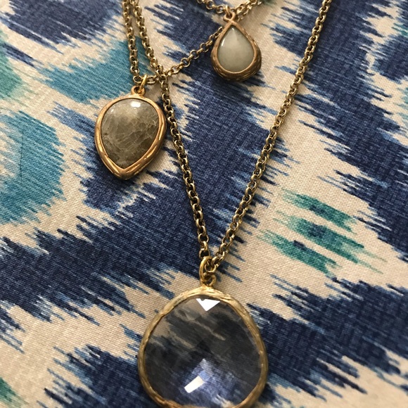 Anthropologie Jewelry - Anthropologie gold, multi-stone layered necklace
